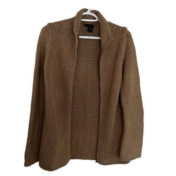 The Limited Handknit Zipper Front Cardigan, Brown, Size S - Picture 1 of 12